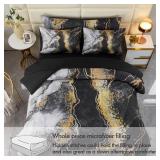 $72 PERFEMET Cal King 6-Piece Bed in a Bag Black Marble Comforter Set