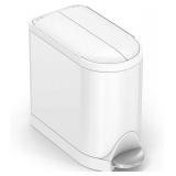 $70 simplehuman 10L / 2.6gal Butterfly Lid Step Trash Can, White Steel