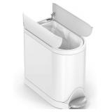 $70 simplehuman 10L / 2.6gal Butterfly Lid Step Trash Can, White Steel