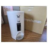 $70 simplehuman 10L / 2.6gal Butterfly Lid Step Trash Can, White Steel
