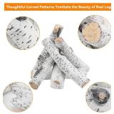 $80 Skyflame 6-Piece Gas Fireplace Log Set, White Birch Ceramic Logs