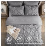 Bedsure Queen Comforter Set Grey - 7-Piece Bed in a Bag