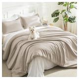 $89 Litanika Oversized King Comforter Set, Oatmeal, 3 Pieces