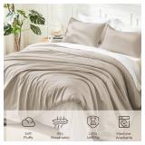 $89 Litanika Oversized King Comforter Set, Oatmeal, 3 Pieces