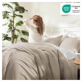 $89 Litanika Oversized King Comforter Set, Oatmeal, 3 Pieces