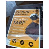 12x20 ft Tarp, 16 Mil Heavy-Duty Waterproof with Brass Grommets