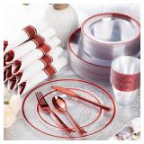 $56 Goodluck 350-Piece Red Plastic Dinnerware Set for Party