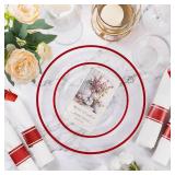 $56 Goodluck 350-Piece Red Plastic Dinnerware Set for Party
