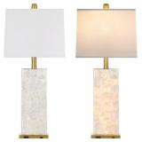 $100 28" Coastal Table Lamps Set of 2 with Night Light, USB A+C Ports