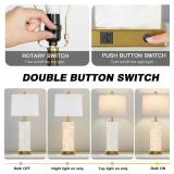 $100 28" Coastal Table Lamps Set of 2 with Night Light, USB A+C Ports