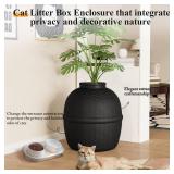 $58 Hidden Litter Box, Faux Plant, Cat Litter Box, Black