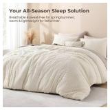 $90 Litanika Beige Oversized King Comforter Set, 3 Pieces, All-Season