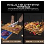 $80 Acacia Wood Cutting Boards Set of 7 with Holder, Non-Slip