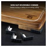 $80 Acacia Wood Cutting Boards Set of 7 with Holder, Non-Slip