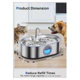 Water Fountain for Large Dogs, 13L Stainless Steel with Drinking Area