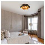 $81 VILUXY Black and Gold Flush Mount Ceiling Light 19" 3-Light