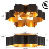 $81 VILUXY Black and Gold Flush Mount Ceiling Light 19" 3-Light