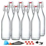 8 Pack 1 L Swing Top Glass Bottles with Airtight Stoppers