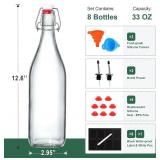 8 Pack 1 L Swing Top Glass Bottles with Airtight Stoppers