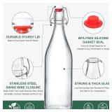 8 Pack 1 L Swing Top Glass Bottles with Airtight Stoppers