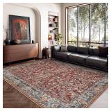 Valenrug Washable Rug 5x7 - Ultra-Thin Antique Collection Rug, Red