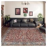 Valenrug Washable Rug 5x7 - Ultra-Thin Antique Collection Rug, Red