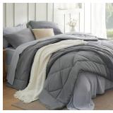 Bedsure Queen Comforter Set - 7-Piece Reversible Bedding