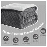 Tufted Heated Blanket Full Size - 6 Heat Settings, 4-Hour Auto-Off