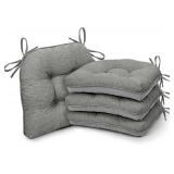 Shinnwa Dining Chair Cushions, Memory Foam, Straps, Non-Slip, Grey