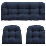 $80 Outdoor Wicker Chair Cushions 3-Pcs Set, 44x22x4 and 22x22x4