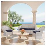 $80 Outdoor Wicker Chair Cushions 3-Pcs Set, 44x22x4 and 22x22x4