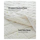 $70 Uttermara 15lb Weighted Blanket Queen 60x80, Plush Sherpa Cream