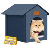 Outdoor Cat House Feral Cat Shelter, Waterproof & Insulated, Navy
