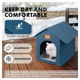 Outdoor Cat House Feral Cat Shelter, Waterproof & Insulated, Navy