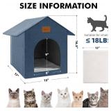 Outdoor Cat House Feral Cat Shelter, Waterproof & Insulated, Navy