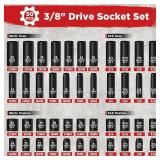 3/8" Drive Impact Socket Set, 50 Pc SAE/Metric, 6-pt, Ratchet