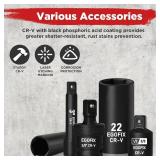 3/8" Drive Impact Socket Set, 50 Pc SAE/Metric, 6-pt, Ratchet