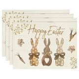 Artoid Mode Easter Carrots Rabbit Placemats, 12x18 in, Set of 4