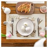 Artoid Mode Easter Carrots Rabbit Placemats, 12x18 in, Set of 4