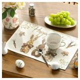 Artoid Mode Easter Carrots Rabbit Placemats, 12x18 in, Set of 4