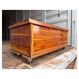Cedar Chest on Castors - One Board Missing from bottom, Nice chest with Lid