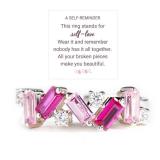 Nobody Has It All Together Self Love Ring, S925 Plated with 18K White Gold Irregular Pink Ring, Embrace Your Imperfections, All Your Broken Pieces Make You Beautiful, Gift for Women (8)