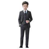 YuanLu Toddler Suits for Boys Dark Gray Formal Slim Fit Kids Tuxedo Teen Boy Dress Clothes Wedding Prom Outfit First Communion Suit Size 12