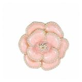 Enamel Flower Camellia Pearl Brooch - Elegant Petal Pin Wedding Party Gift (Pink)