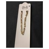 BA UNIQUE FASHION Anklet for Women Fits Petite to Plus Size in 8\",9\",10\",11\",12\" Concave Textured Chain 14K Gold Plated Ankle Bracelet - Made in Korea (Gold/Concave Textured Figaro, 8 inches)