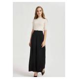 Tronjori Women High Waist Casual Wide Leg Long Palazzo Pants Trousers Regular Size(S, Black)