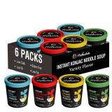 Hethstia Konjac Noodle Soup, 6-Pack Instant Shirataki Noodle Variety Pack (Spicy Red Curry, Miso, Kimchi, Tom Yum) Low Carb, Low Calorie, Gluten-Free, Vegan, Keto, Ready to Eat Healthy Instant Meal