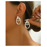 Chunky Silver Earrings Knot Design Stud Earrings Women Statement Dangling Unique Gift
