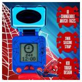 Marvel Spider-Man Educational Learning Digital Blue Watch for Boys by Accutime, Toddlers, Kids with Red Strap - Includes Timer, Stopwatch, Alarm, Games! Perfect for Girls and Boys 3+!