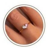 Btysun April Birthday Gifts for Women, October Birthstone Rings for Women Gold Ring with Tourmaline October Mom Birthday Gifts Teardrop Heart Gold Plated Ring Anniversary Christmas Jewelry